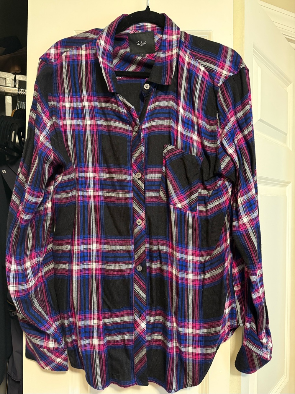 Rails Plaid Shirt in Black, Pink & Blue